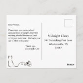 エレガントな感謝を伝える猫たち、尾のなる植物、黒と白 ポストカード (裏面)