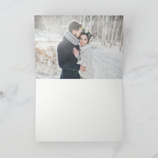 エレガントな感謝 黒いスクリプト | 写真を添えて サンキューカード (内部)