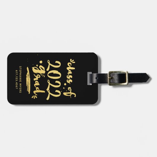 エレガントな成功の金ゴールドのカスタムな日付の荷物のラベル ラゲッジタグ (正面横)