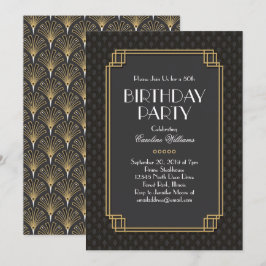 エレガントな扇形のアートデコ バースデーパーティー 招待状