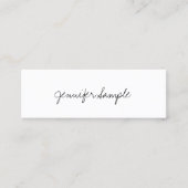 エレガントな手の原稿の専門のシンプルなテンプレート スキニー名刺 (正面)