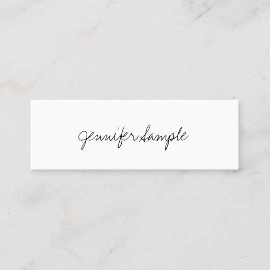 エレガントな手の原稿の専門のシンプルなテンプレート スキニー名刺 (正面)