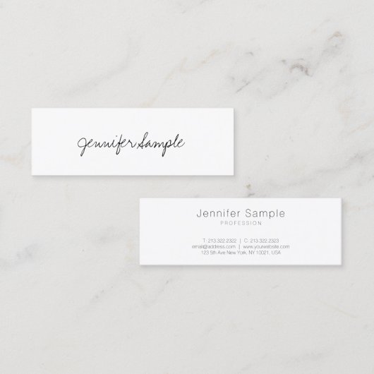 エレガントな手の原稿の専門のシンプルなテンプレート スキニー名刺 (正面/裏面)