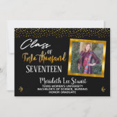 エレガントな手は2つの写真のトレンディーの卒業に文字を入れました 招待状 (正面)