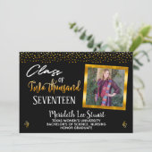 エレガントな手は2つの写真のトレンディーの卒業に文字を入れました 招待状 (スタンド正面)