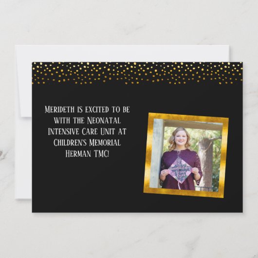 エレガントな手は2つの写真のトレンディーの卒業に文字を入れました 招待状 (裏面)