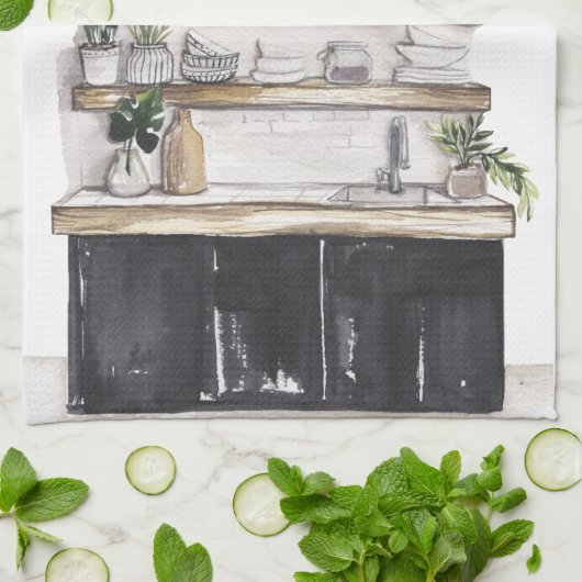 エレガントな手塗りの台所ふきん キッチンタオル (折り畳み)