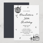 エレガントな手描きのディスコボール 30歳の誕生日 招待状 (正面/裏面)