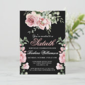 エレガントな手描きのバラの60歳の誕生日パーティー 招待状 (スタンド正面)