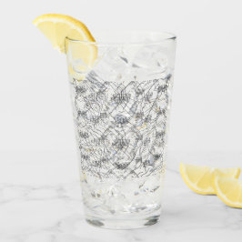 エレガントな手描きのモノクロームの花のデザイン タンブラーグラス