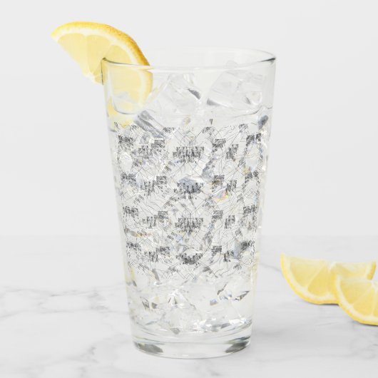 エレガントな手描きのモノクロームの花のデザイン タンブラーグラス (アイス正面)