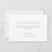 エレガントな手描きの花のサージグリーンウェディング サンキューカード (裏面)