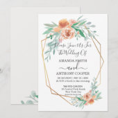 エレガントな手描きの花の水彩招待状 招待状 (正面/裏面)