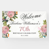 *エレガントな手描きの花の70歳の誕生日ウェルカム 横断幕 (横)