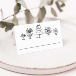 エレガントな手描きの落書き 結婚式パーティー プレイスカード