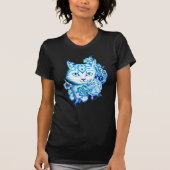 エレガントな手描きの10の青い陰猫のワイシャツ Tシャツ (正面)