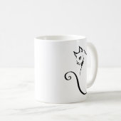 エレガントな手描きの5ライン猫の倍はマグ味方しました コーヒーマグカップ (正面右)