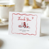 エレガントな手描きイタリアン レッド ブライダルシャワー サンキューカード