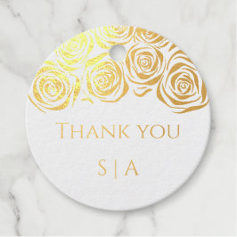 エレガントな手描きゴールドローズ サンクス モノグラム フェイバータグ