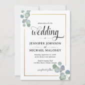 エレガントな手描きユーカリの結婚式招待状 招待状 (正面)