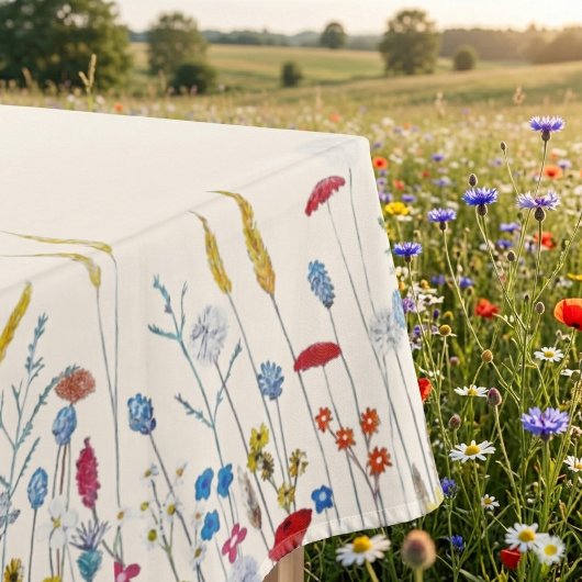 エレガントな手描き水彩の野の花 テーブルクロス