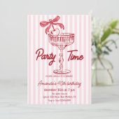 エレガントな手書きのカクテル誕生日 招待状 (スタンド正面)