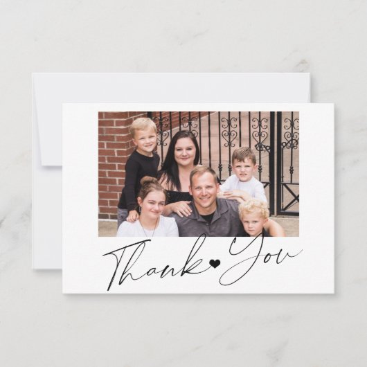 エレガントな手書きのシンプルな写真 オーダーメイド サンキューカード (正面)