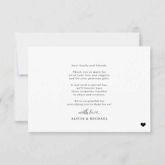 エレガントな手書きのシンプルな写真 オーダーメイド サンキューカード (裏面)