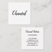 エレガントな手書きのフォントの最小主義の名刺 スクエア名刺 (正面/裏面)