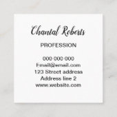 エレガントな手書きのフォントの最小主義の名刺 スクエア名刺 (裏面)