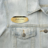 エレガントな手書きの原稿の名前の金ゴールドのテンプレートの楕円形 名札 (インサイチュ)