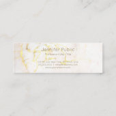 エレガントな手書きの原稿の金ゴールドの大理石のモダン スキニー名刺 (裏面)