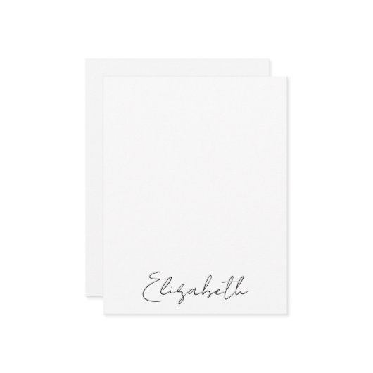 エレガントな手書きの名前スクリプト ノートカード (正面/裏面インサイチュ)