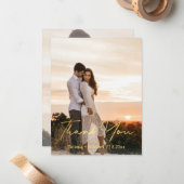 エレガントな手書きの結婚式2枚の写真 ありがとう ノートカード (正面/裏面インサイチュ)