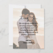 エレガントな手書きの結婚式2枚の写真 ありがとう ノートカード (裏面)