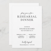 エレガントな手書きシンプルリハーサルディナー 招待状 (正面/裏面)