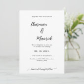 エレガントな手書きスクリプト写真QRコードウェディング 招待状 (スタンド正面)