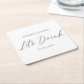 エレガントな手書きスクリプト ウェディングシャワー コースター (アングル)