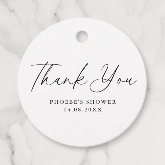 エレガントな手書きスクリプト ブライダルシャワー フェイバータグ (正面)