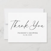 エレガントな手書きスクリプト ブライダルシャワー フラット サンキューカード (正面)