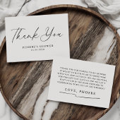 エレガントな手書きスクリプト ブライダルシャワー フラット サンキューカード