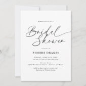 エレガントな手書きスクリプト ブライダルシャワー 招待状 (正面)