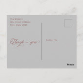 エレガントな手書き文字のモダンな結婚式の写真ポストカード ポストカード (裏面)