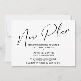 エレガントな手書き 新しい計画 シンプルなお知らせ 招待状