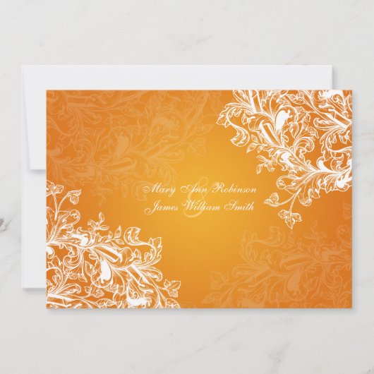 エレガントな披露宴のスターヴィンテージ スワール オレンジ 招待状 (正面)