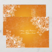 エレガントな披露宴のスターヴィンテージ スワール オレンジ 招待状 (正面/裏面)