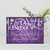 エレガントな披露宴の星の愛の花紫 招待状 (スタンド正面)