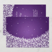 エレガントな披露宴 スター スパークル パープル 招待状 (正面/裏面)