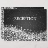 エレガントな披露宴 スパーキングウェーブ ブラック 招待状 (正面/裏面)