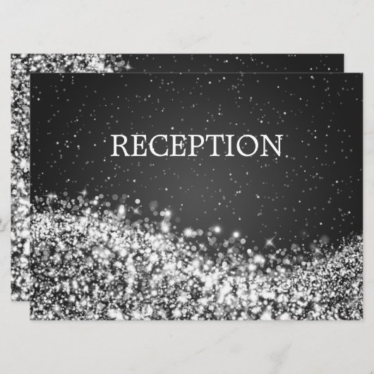 エレガントな披露宴 スパーキングウェーブ ブラック 招待状 (正面/裏面)